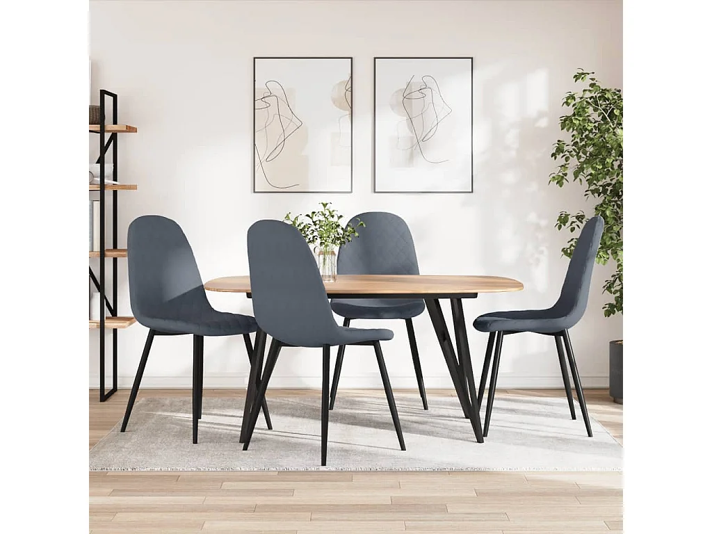 Chaises à manger lot de 4 Gris foncé Velours