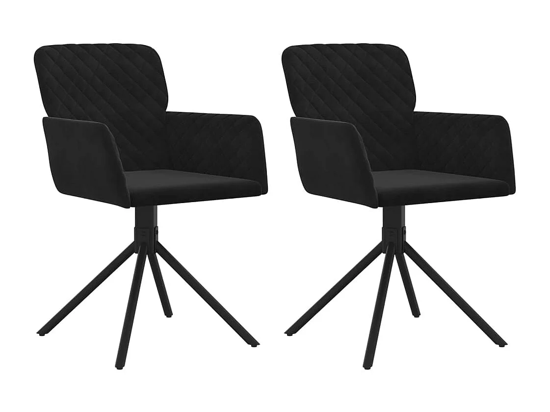 Chaises pivotantes à manger lot de 2 Noir Velours