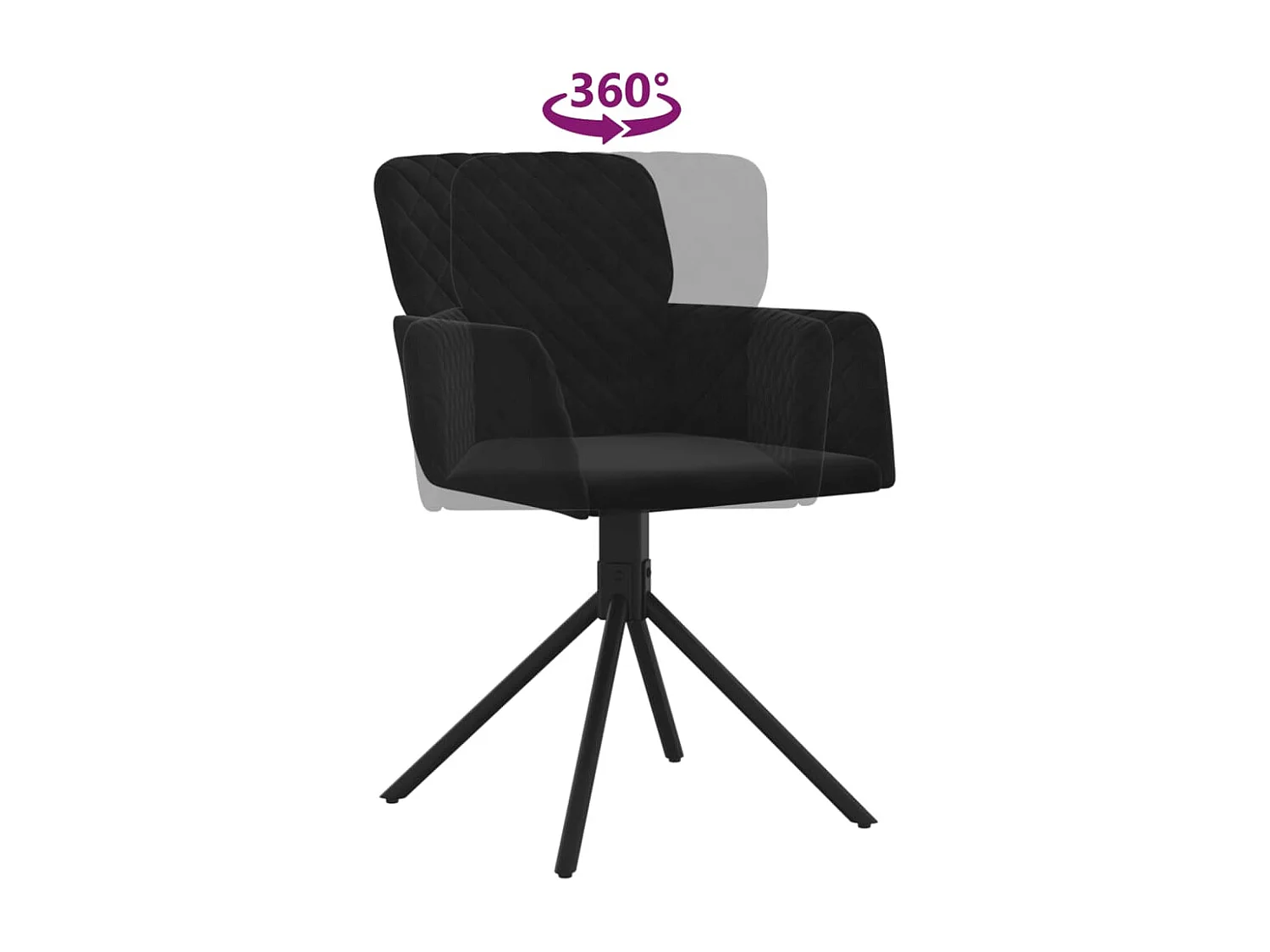 Chaises pivotantes à manger lot de 2 Noir Velours