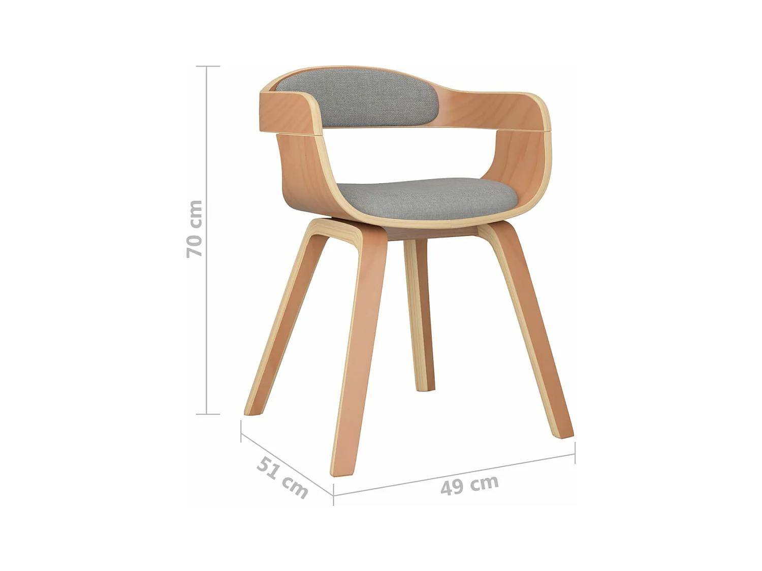 Sillas de comedor 6 unidades madera curvada y tela gris taupé