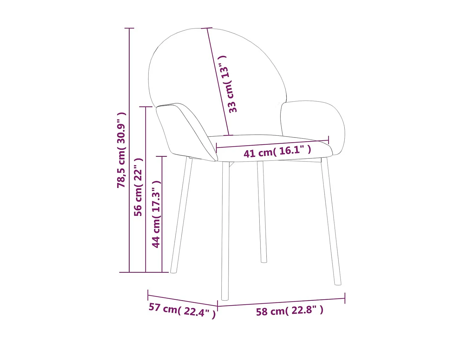 Chaises à manger lot de 2 Gris foncé Velours