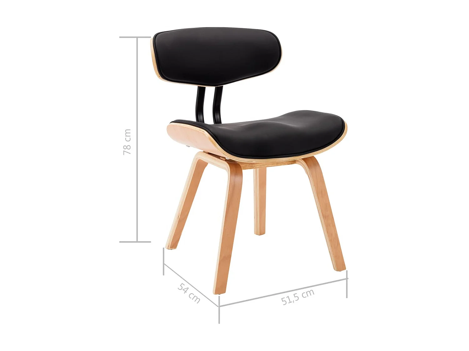 Eetkamerstoelen 6 st gebogen hout en kunstleer zwart