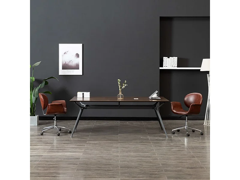 Eetkamerstoelen draaibaar 2 st kunstleer bruin