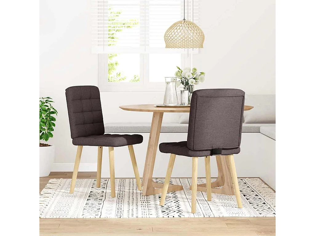 Sillas de comedor 2 unidades tela marrón oscuro