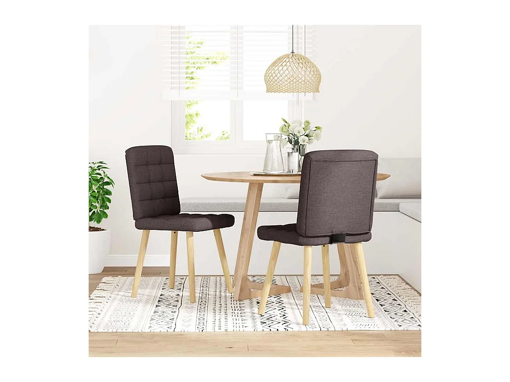 Chaises à manger lot de 2 marron foncé tissu