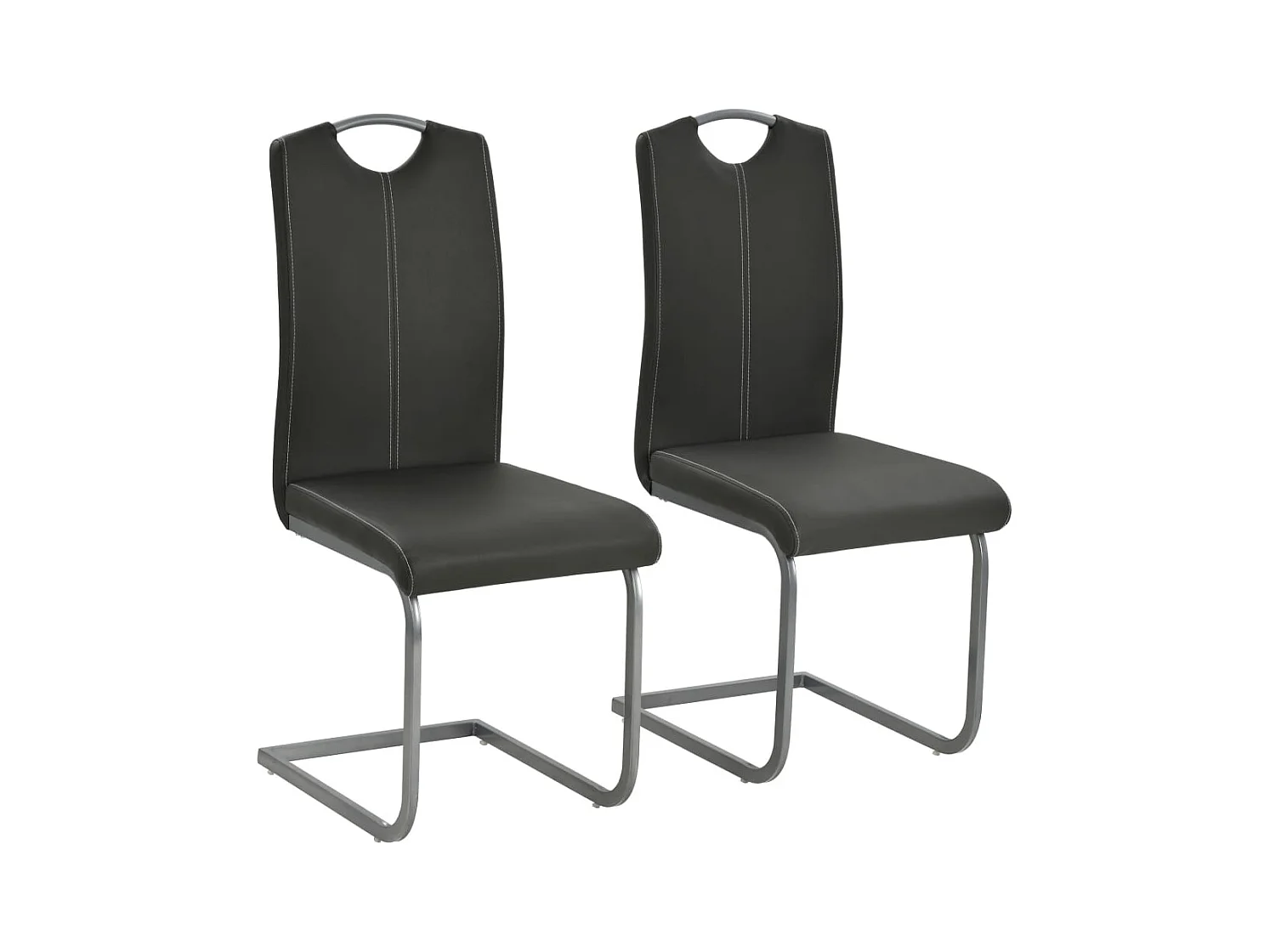 Chaises à manger cantilever lot de 2 gris similicuir