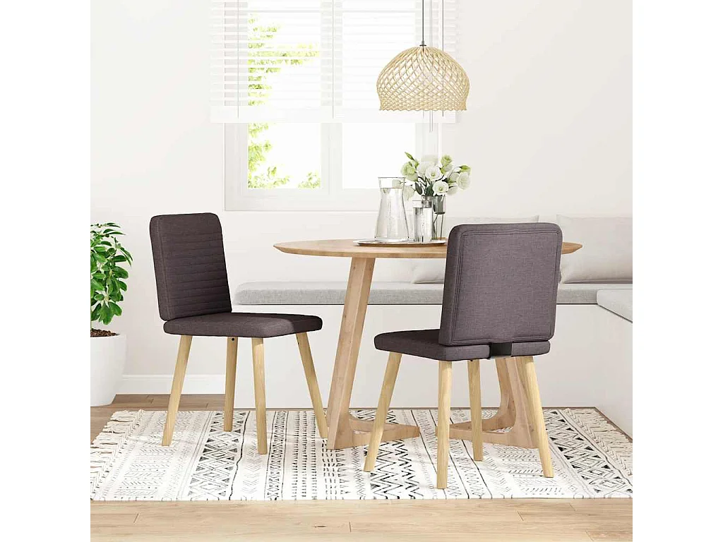 Chaises à manger lot de 2 marron foncé tissu