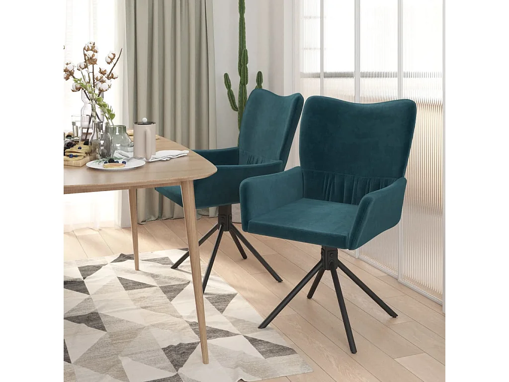 Sillas de comedor giratorias 2 unidades terciopelo azul