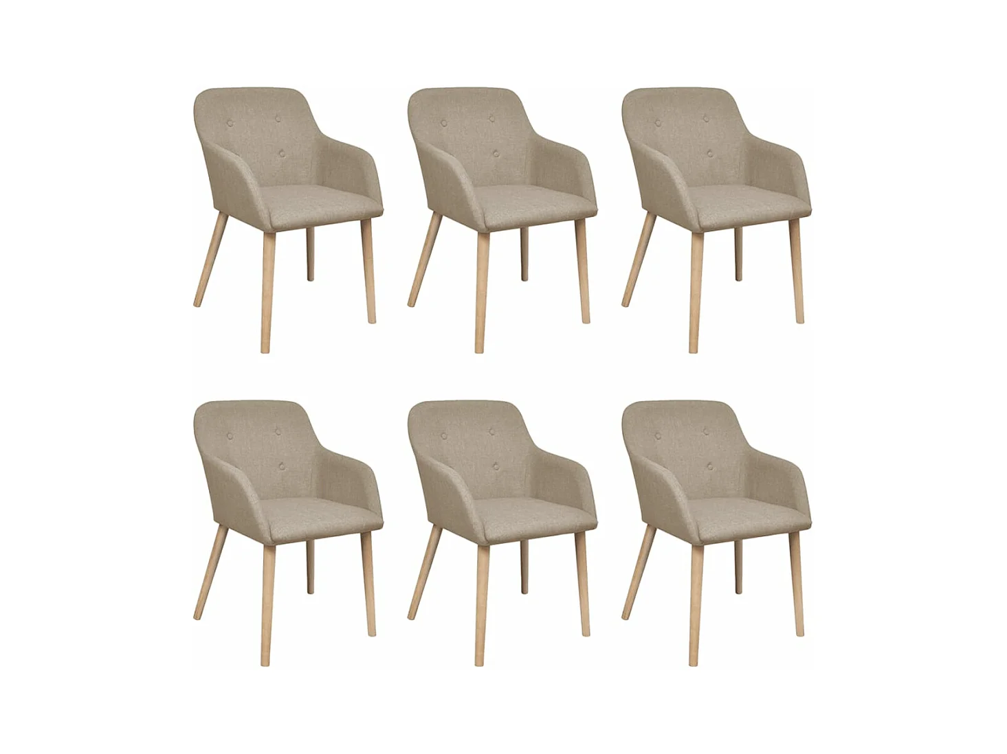 Chaises à manger lot de 6 beige tissu et chêne massif