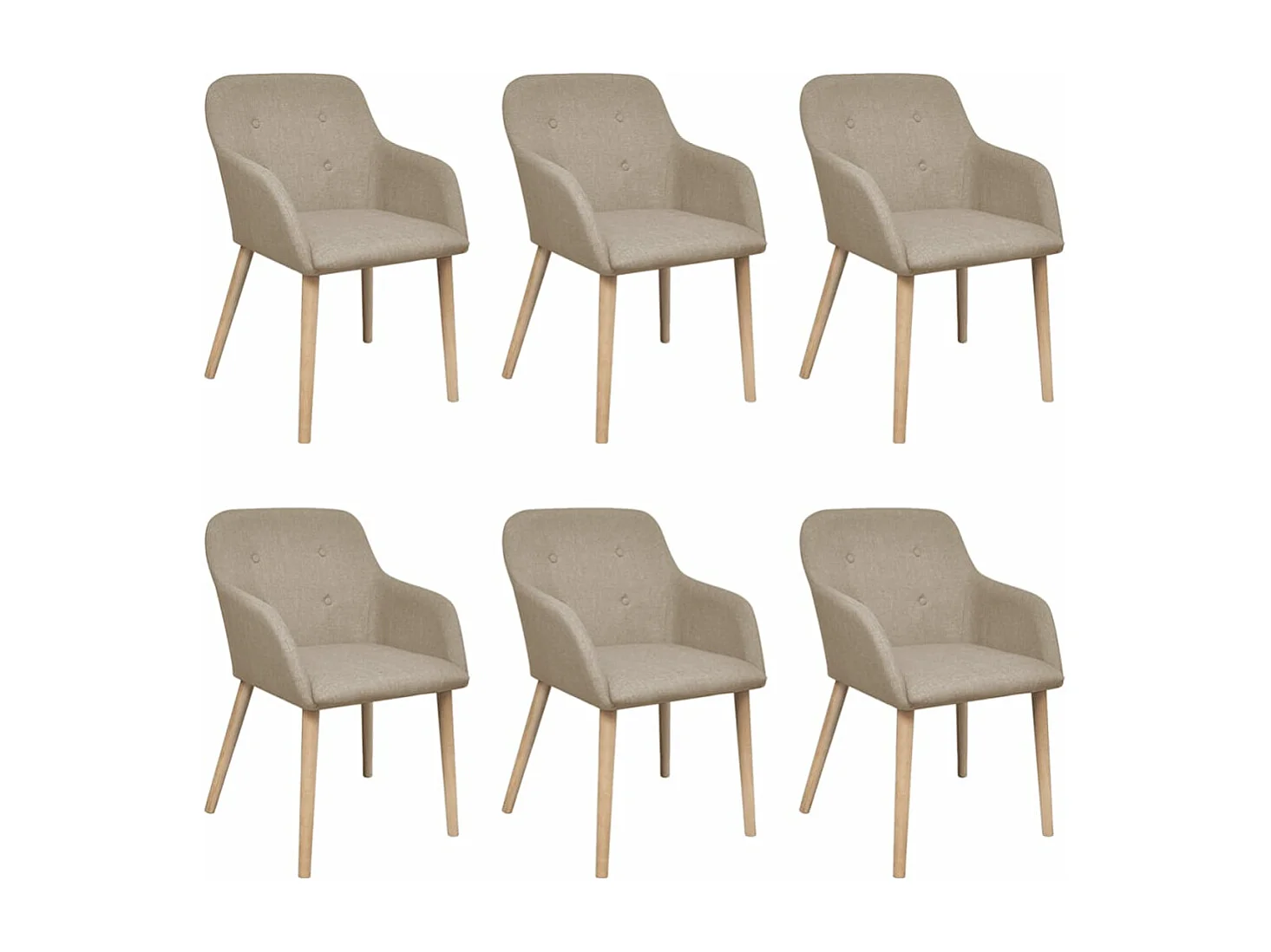 Chaises à manger lot de 6 beige tissu et chêne massif