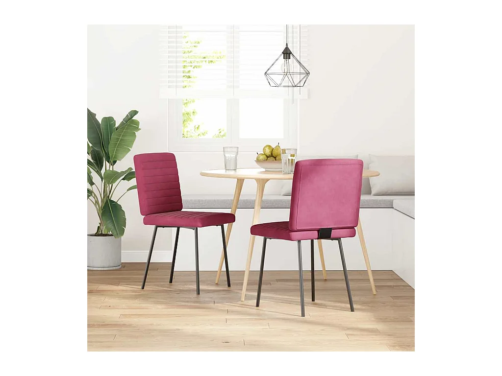 Chaises à manger lot de 2 Rouge bordeaux Velours