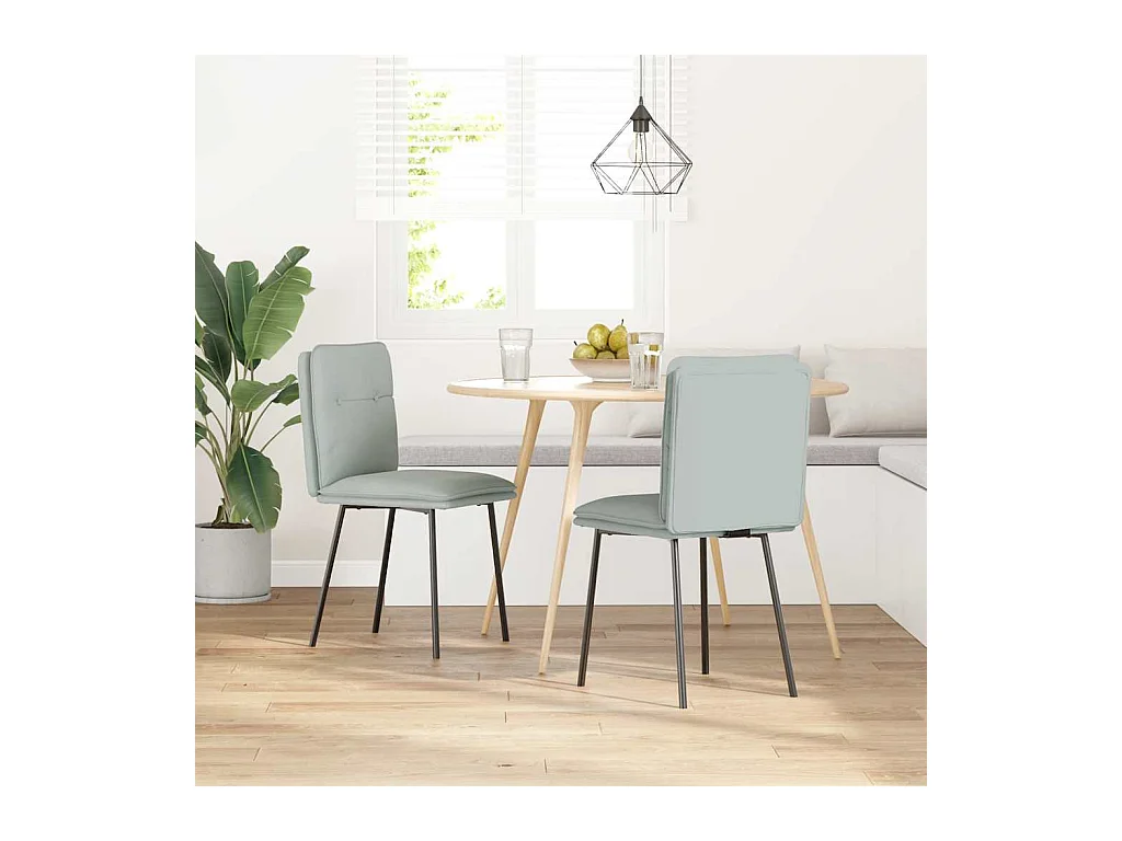 Chaises à manger lot de 2 Gris clair Velours