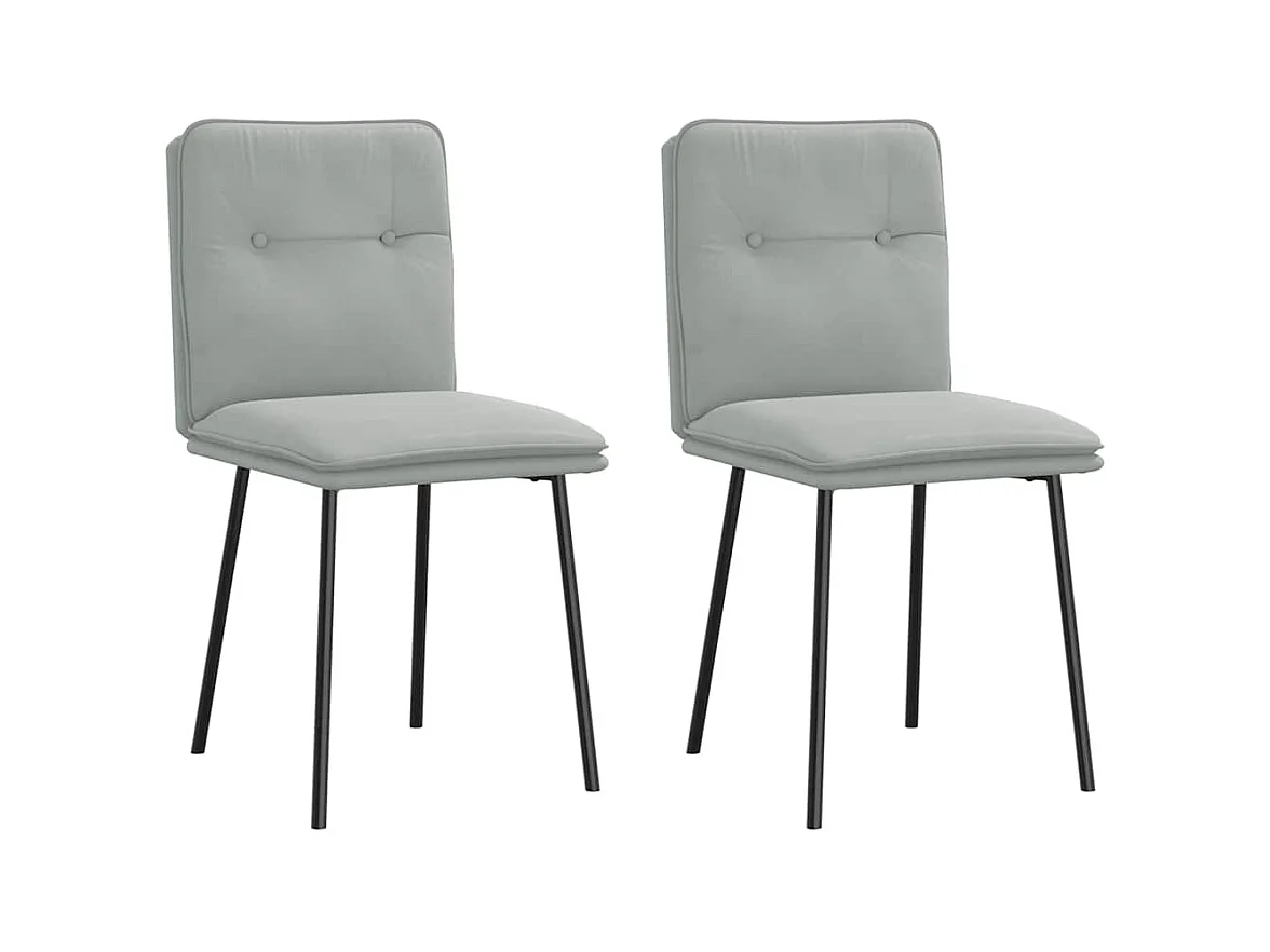 Chaises à manger lot de 2 Gris clair Velours