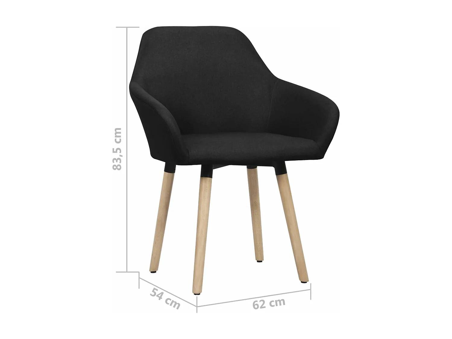 Sillas de comedor 2 unidades tela negro