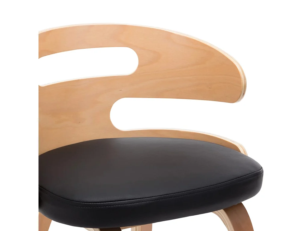 Chaises à manger lot de 6 noir bois courbé et similicuir