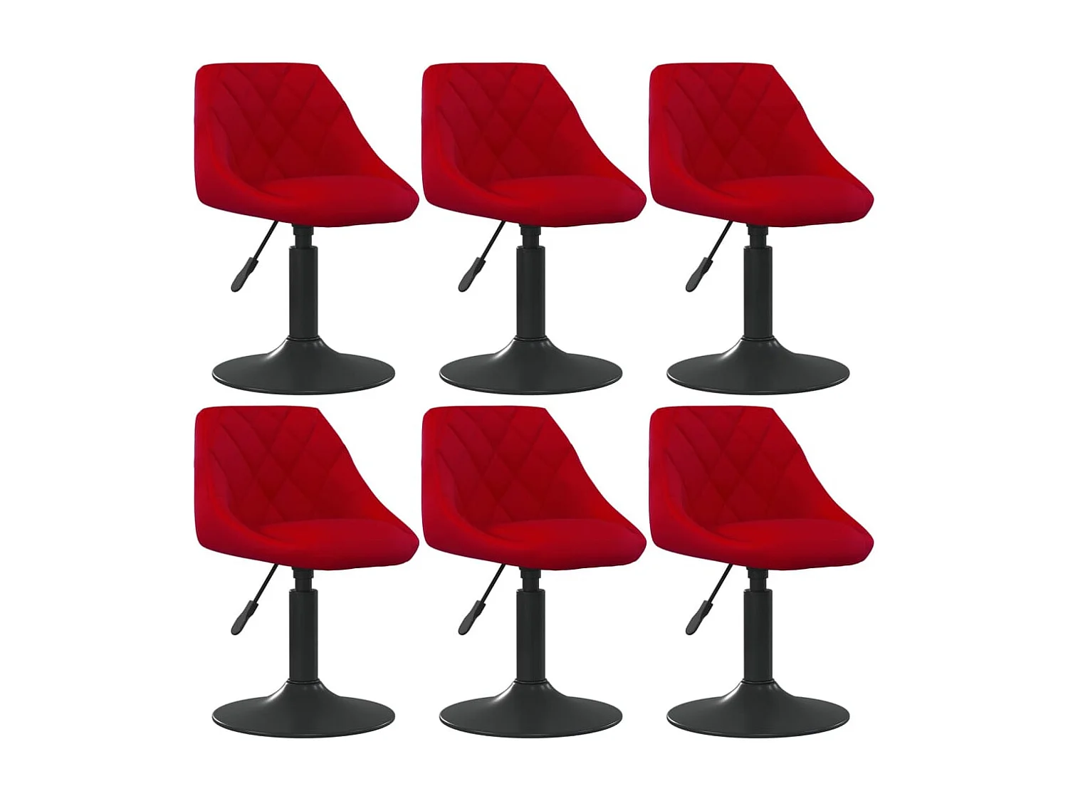 Chaises à manger pivotantes lot de 6 rouge bordeaux velours