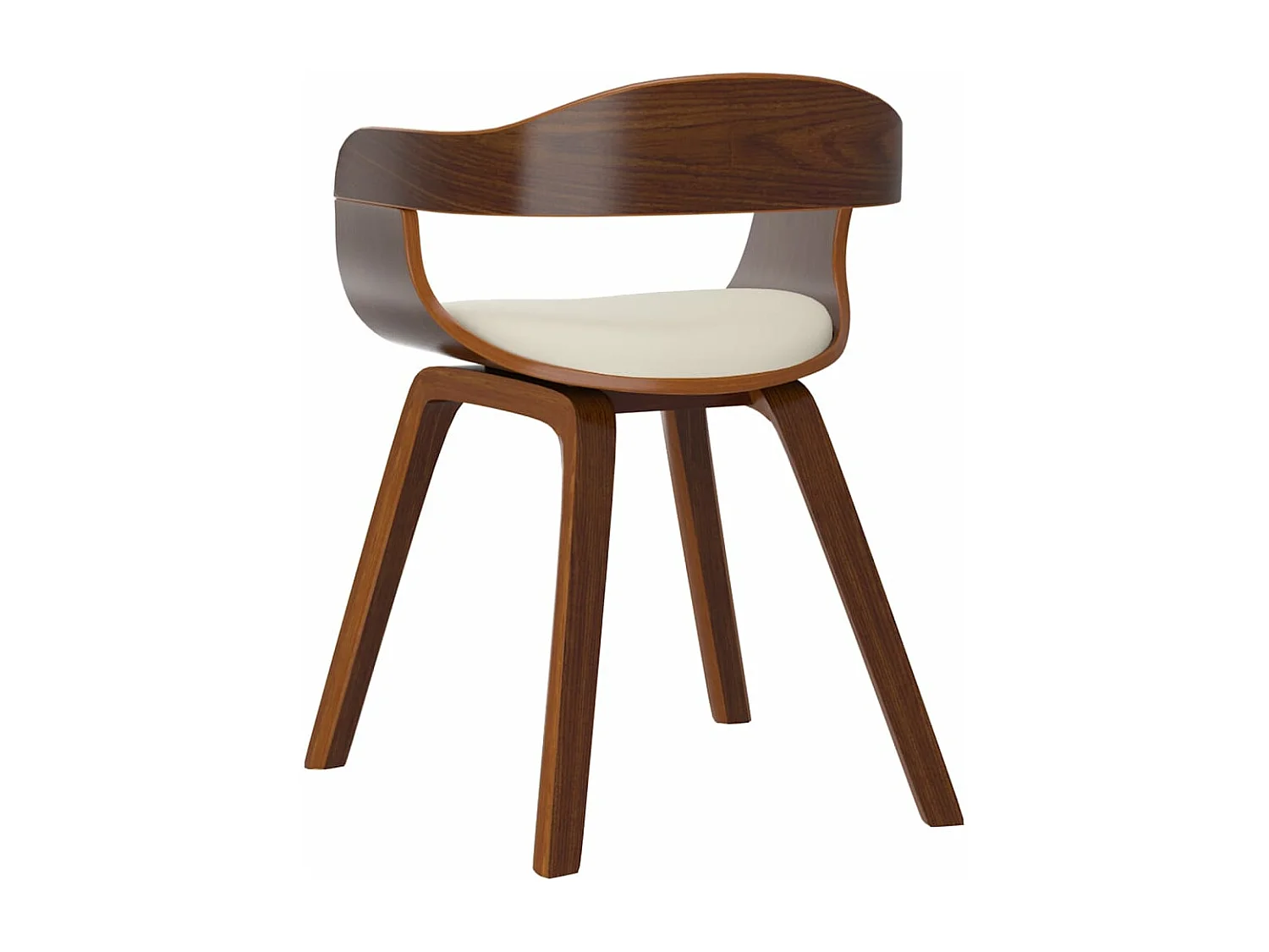 Sillas de comedor 6 unidades cuero sintético y madera curvada crema