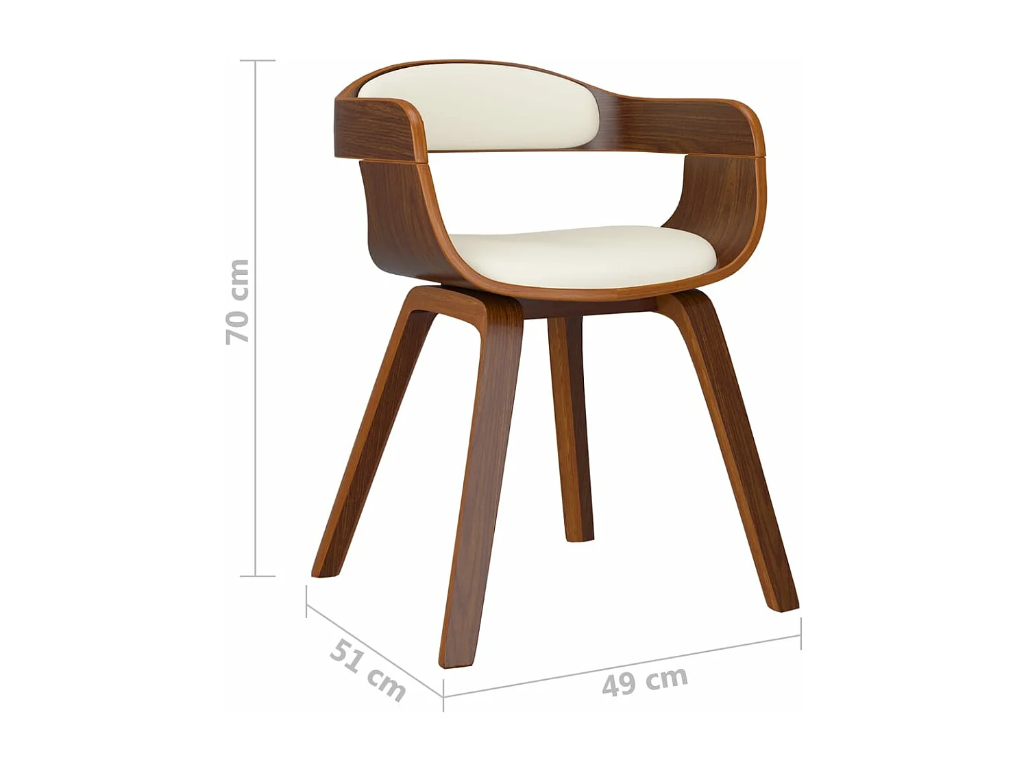Sillas de comedor 6 unidades cuero sintético y madera curvada crema
