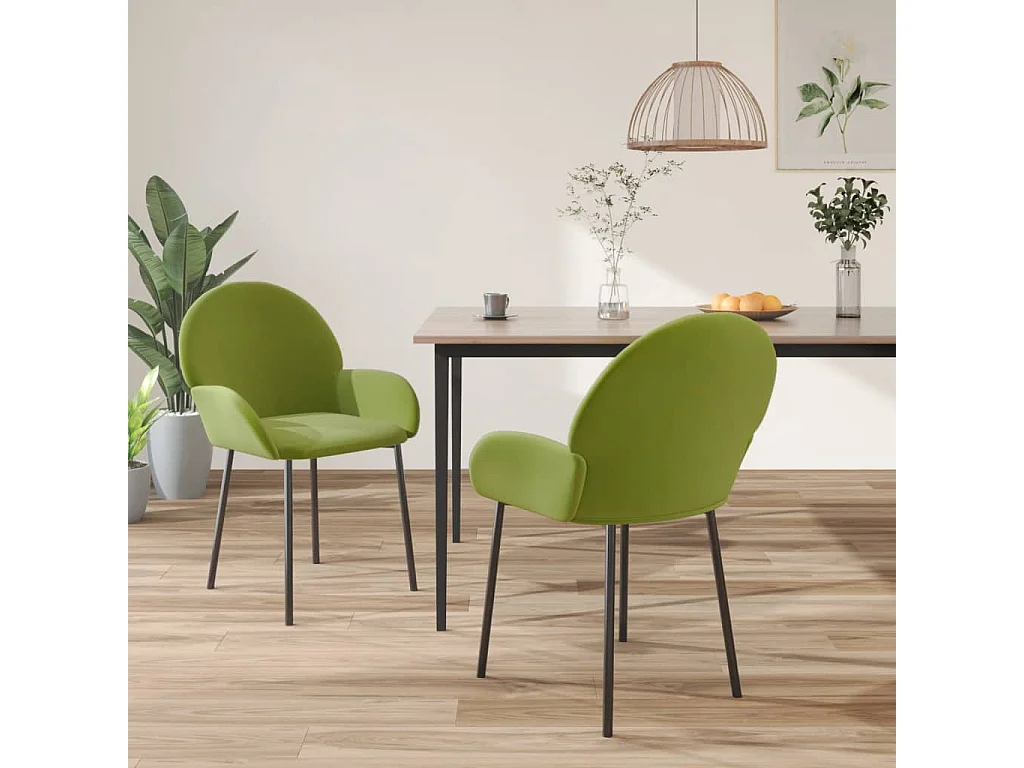 Sillas de comedor 2 unidades terciopelo verde claro