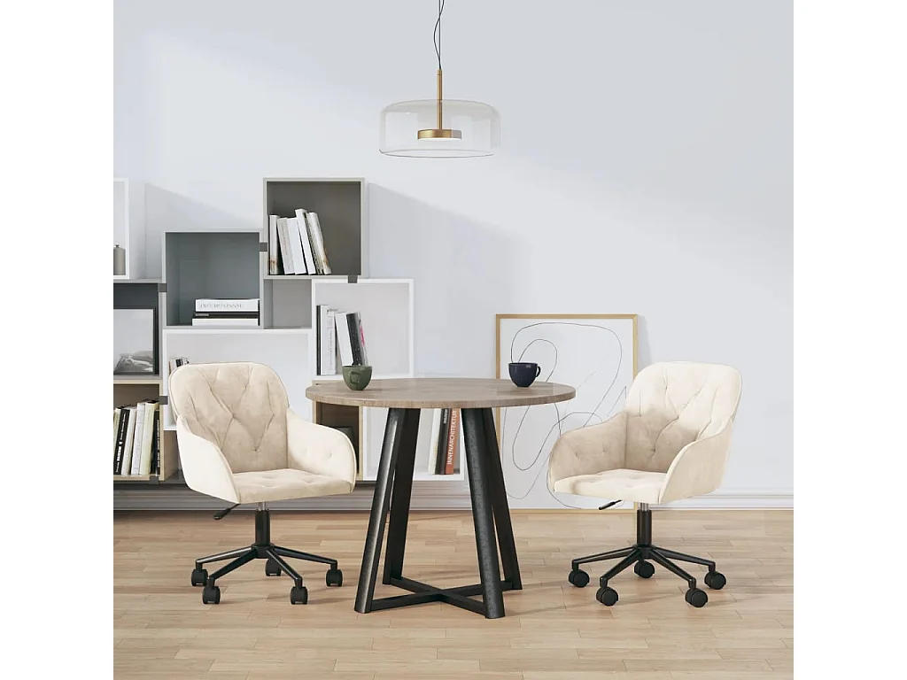 Sillas de comedor giratorias 2 unidades terciopelo crema