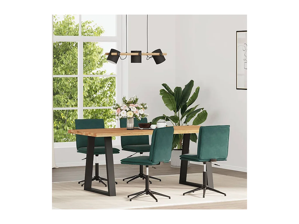 Chaises à manger lot de 4 Vert foncé Velours