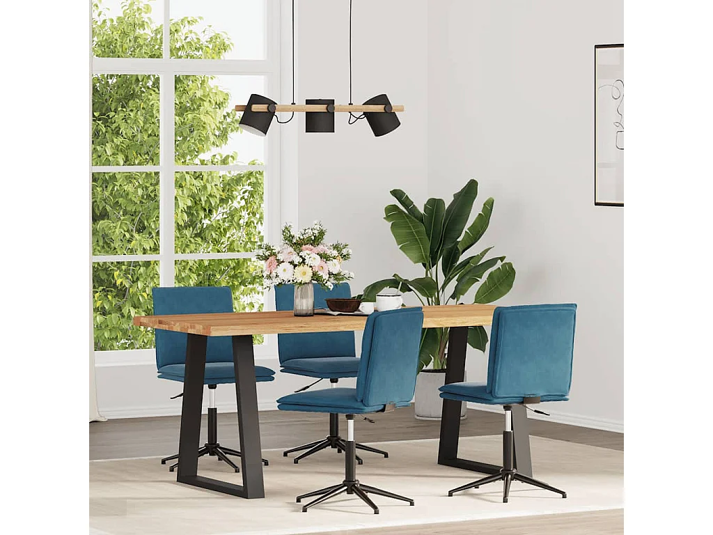 Chaises à manger lot de 4 Bleu Velours