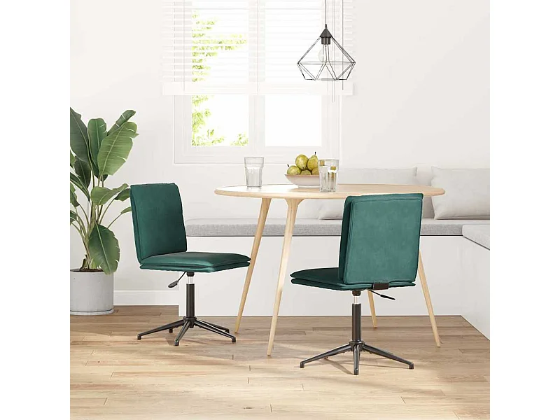 Chaises à manger lot de 2 Vert foncé Velours