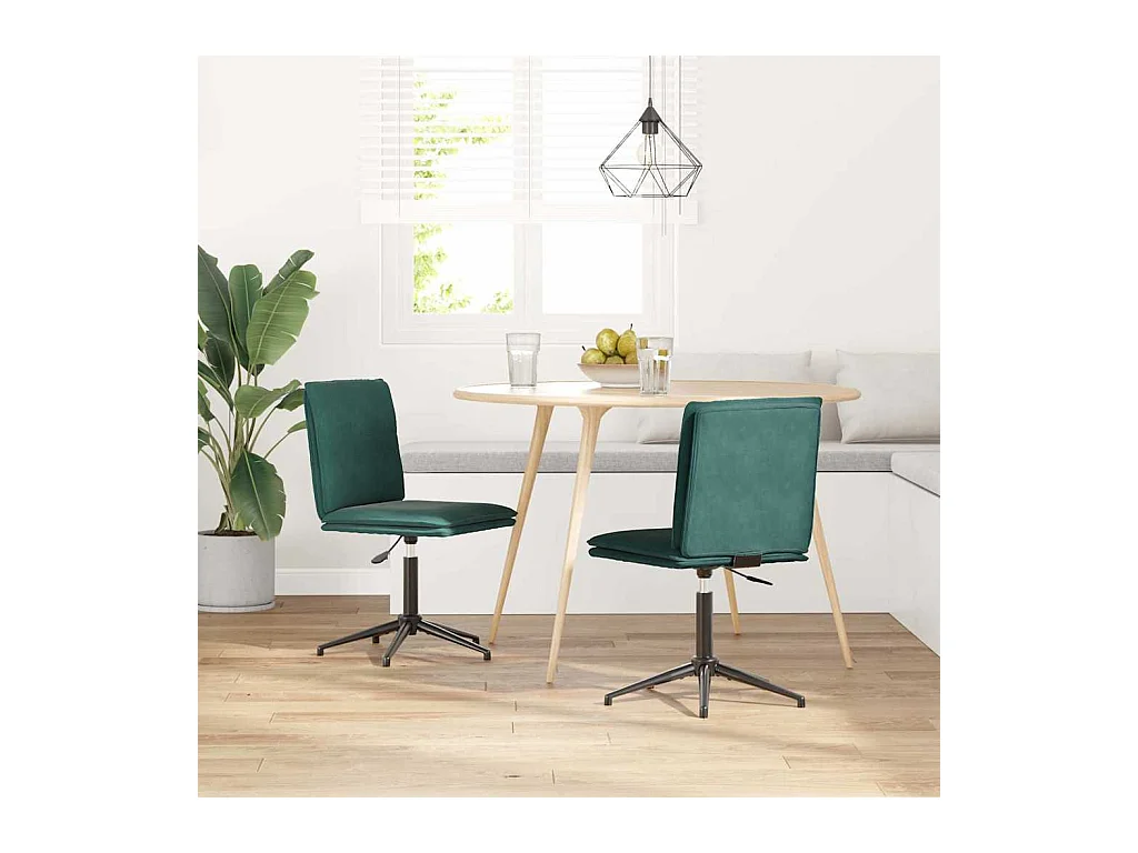 Chaises à manger lot de 2 Vert foncé Velours