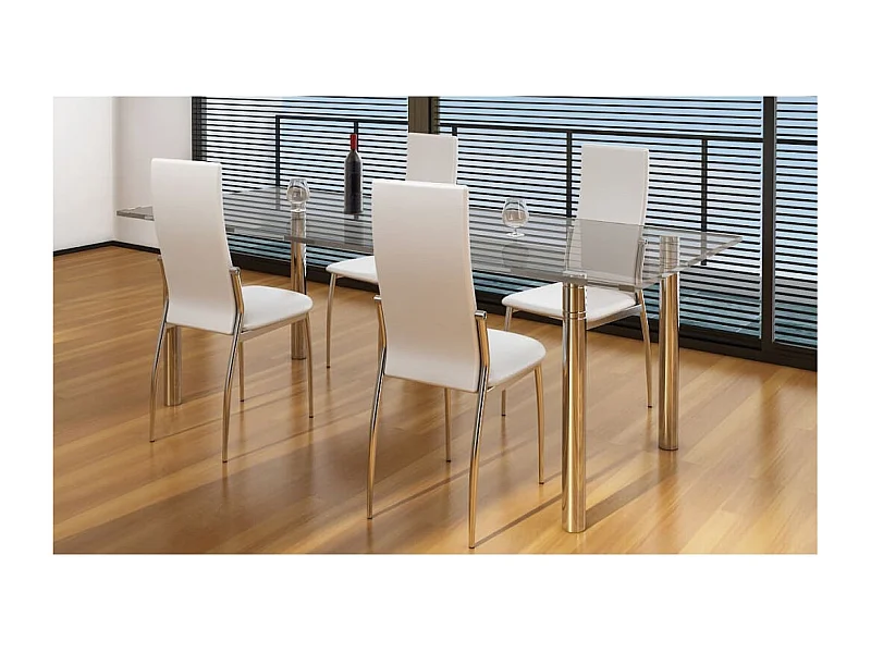 Chaises à manger lot de 4 blanc similicuir