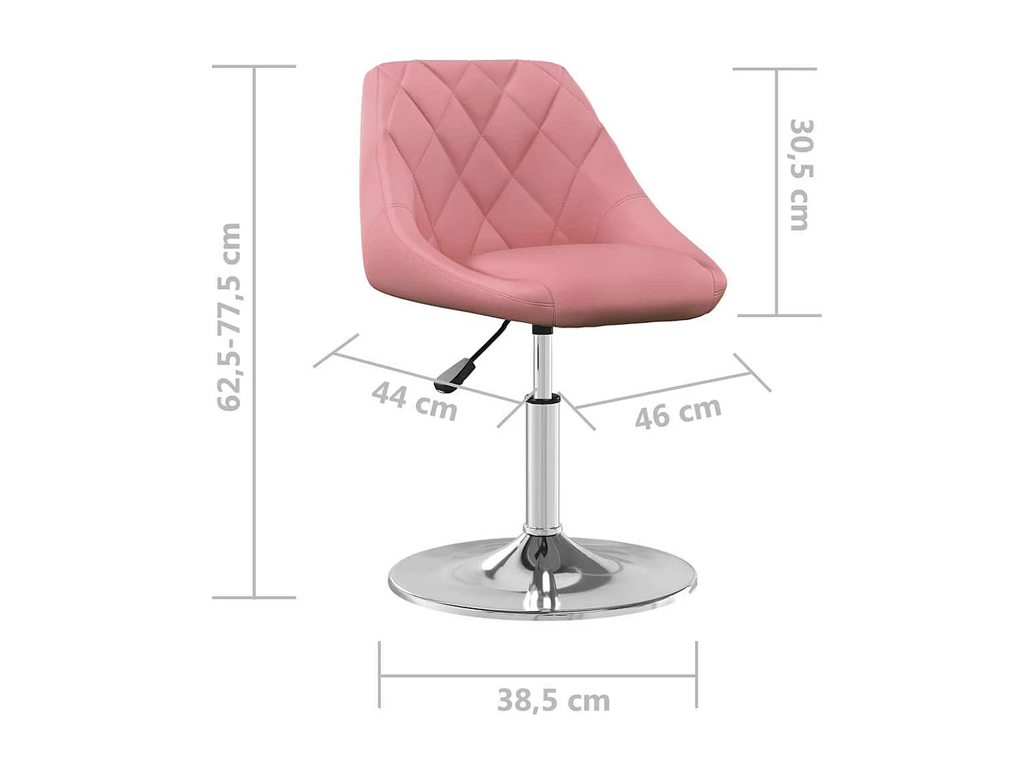 Chaises pivotantes à manger lot de 2 Rose Velours