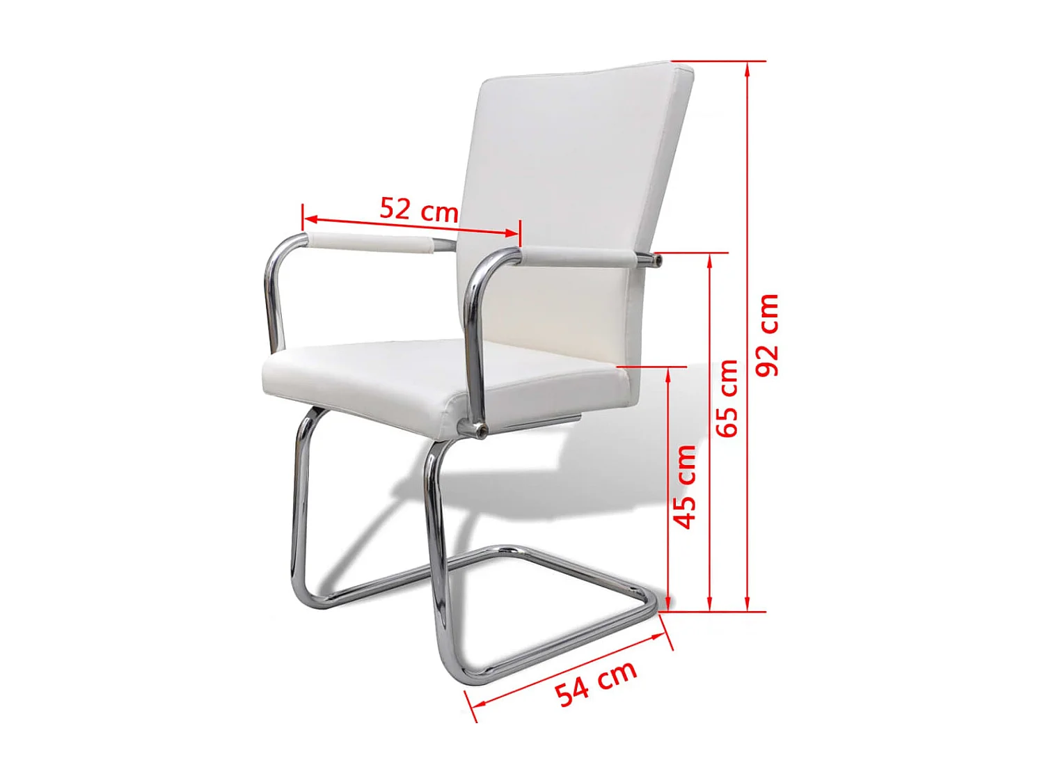 Cadeiras de jantar cantilever 6 peças couro artificial branco