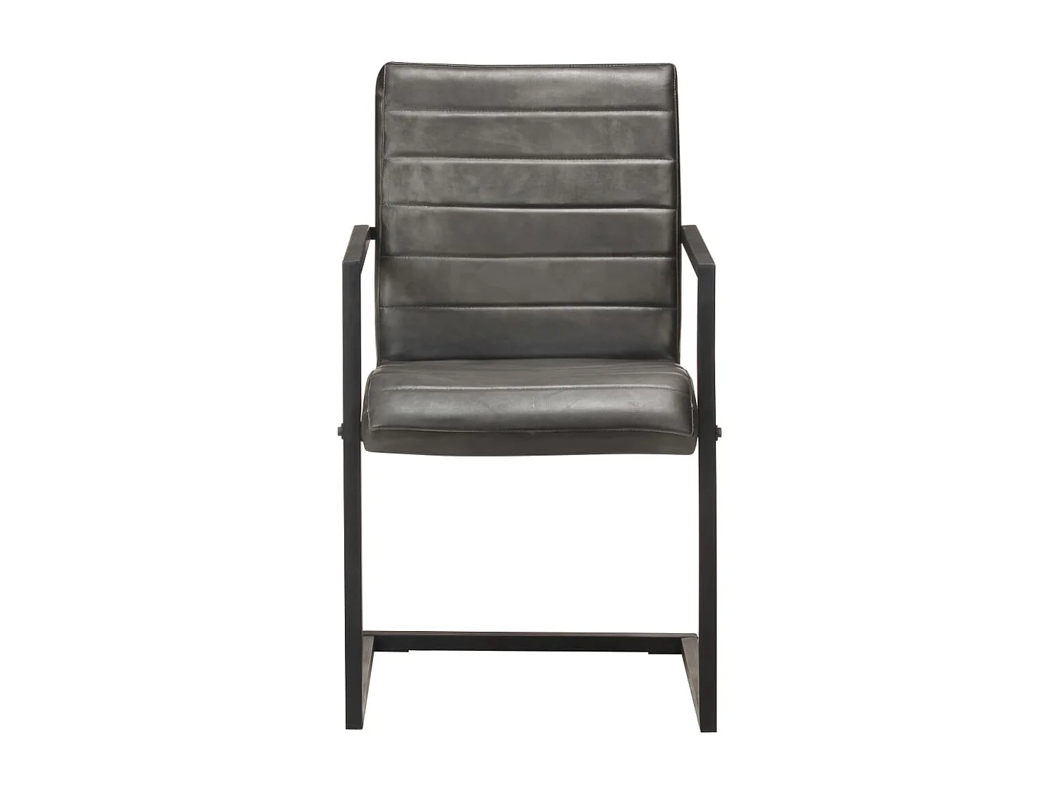 Chaises à manger cantilever lot de 6 gris cuir véritable