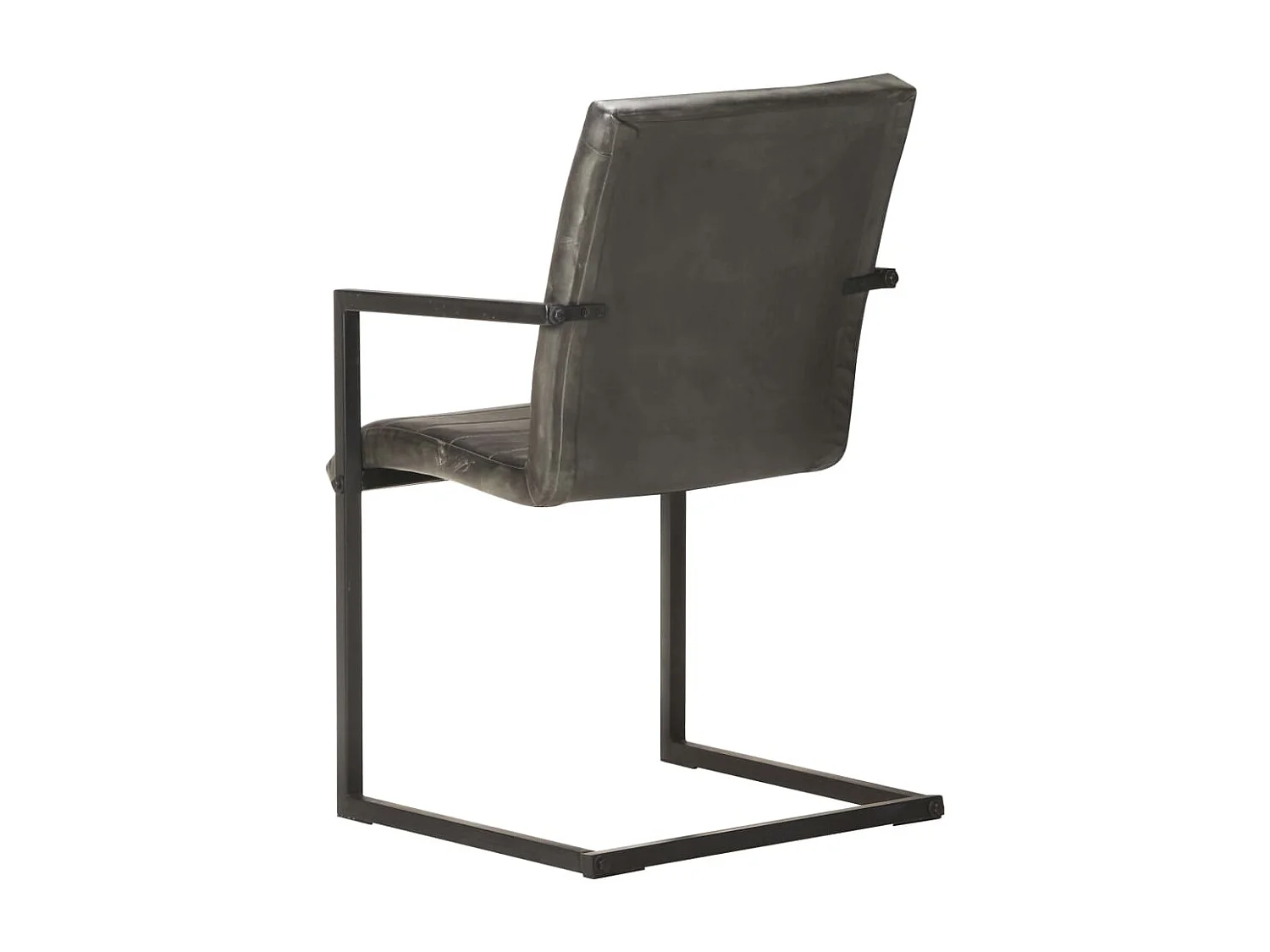 Chaises à manger cantilever lot de 6 gris cuir véritable