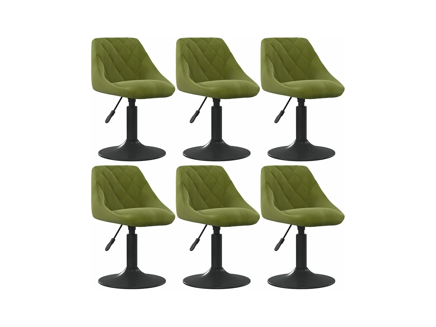 Chaises pivotantes à manger lot de 6 vert clair velours