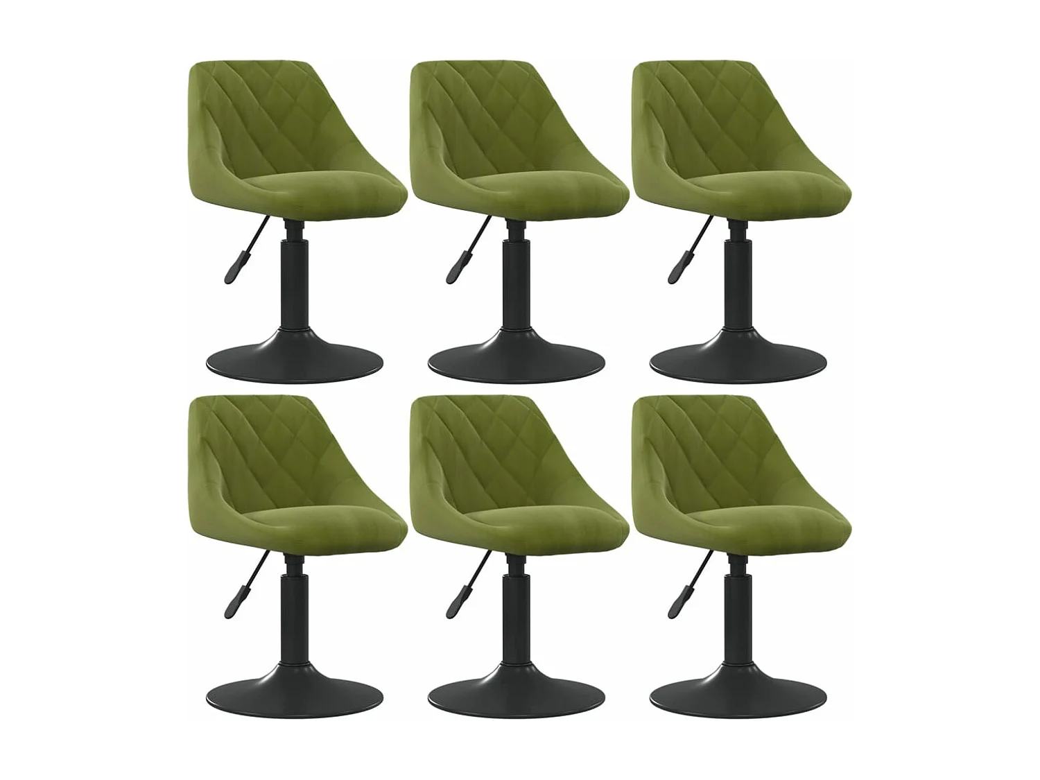 Chaises pivotantes à manger lot de 6 vert clair velours