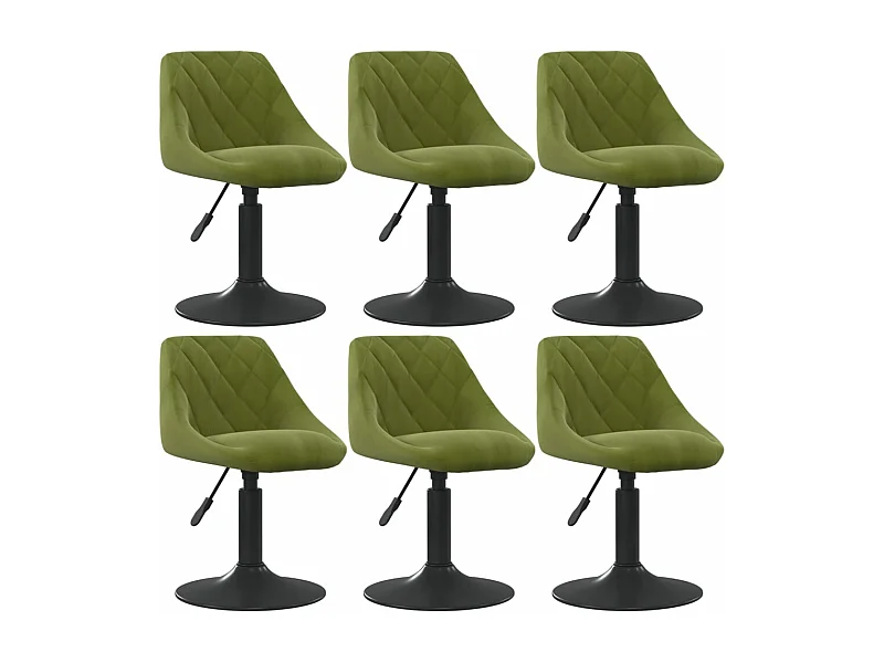 Chaises pivotantes à manger lot de 6 vert clair velours