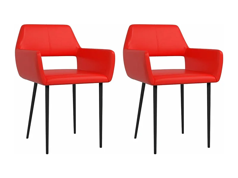 Chaises à manger lot de 2 rouge similicuir