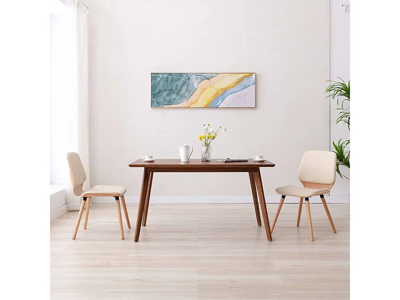 Eetkamerstoelen 2 stukkenkunstleer crème