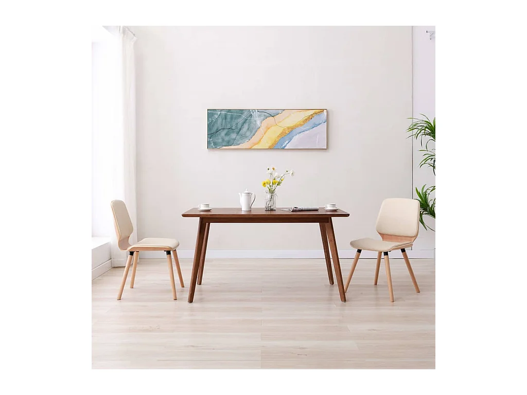 Sillas de comedor 2 unidades cuero sintético color crema