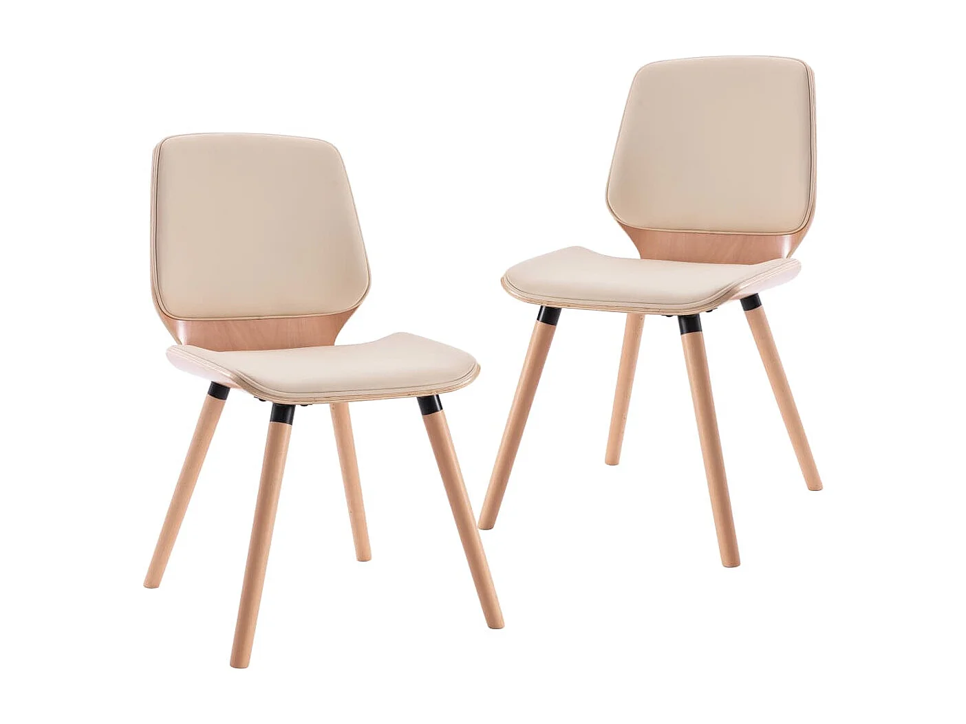 Sillas de comedor 2 unidades cuero sintético color crema