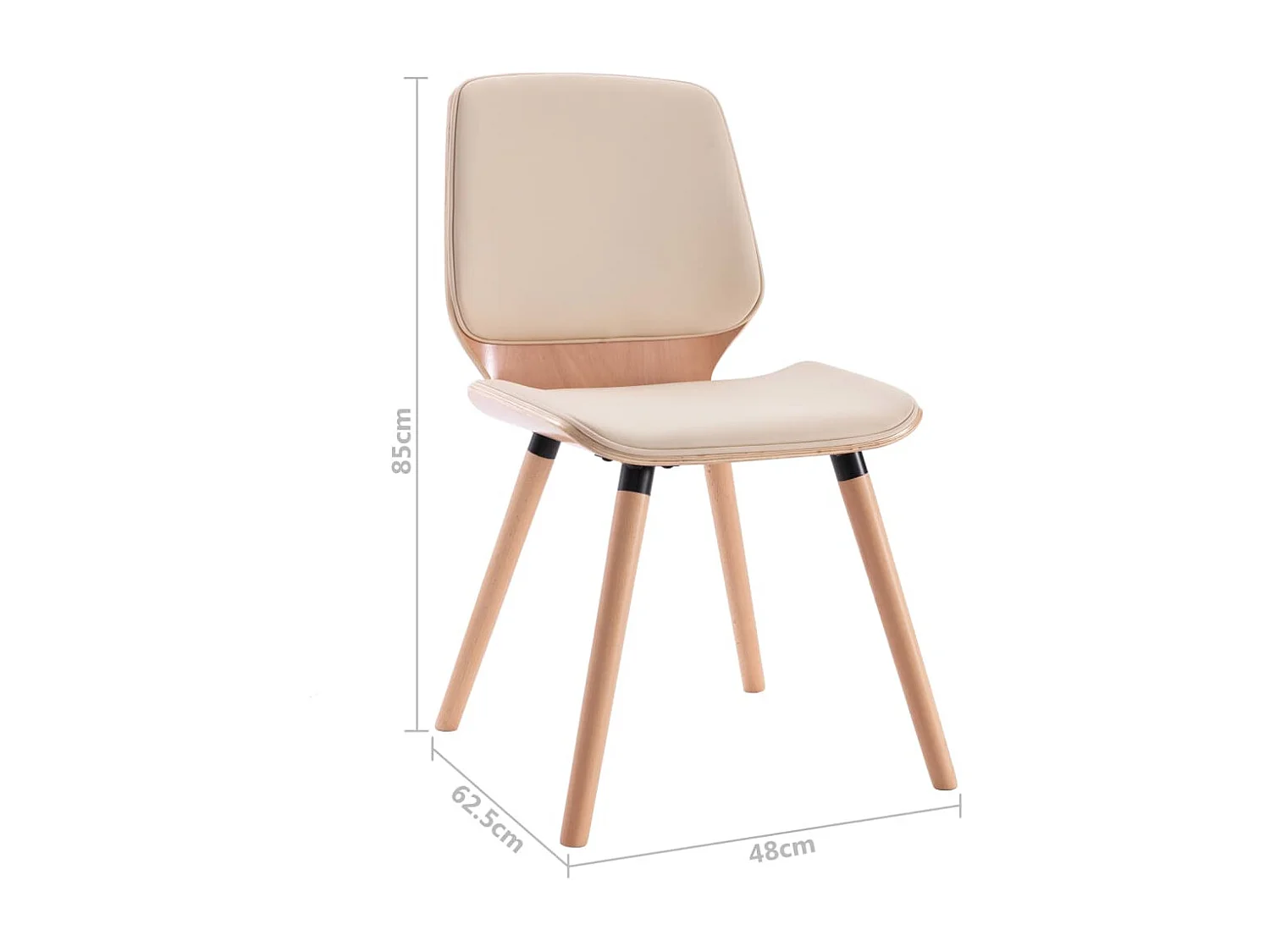 Sillas de comedor 2 unidades cuero sintético color crema