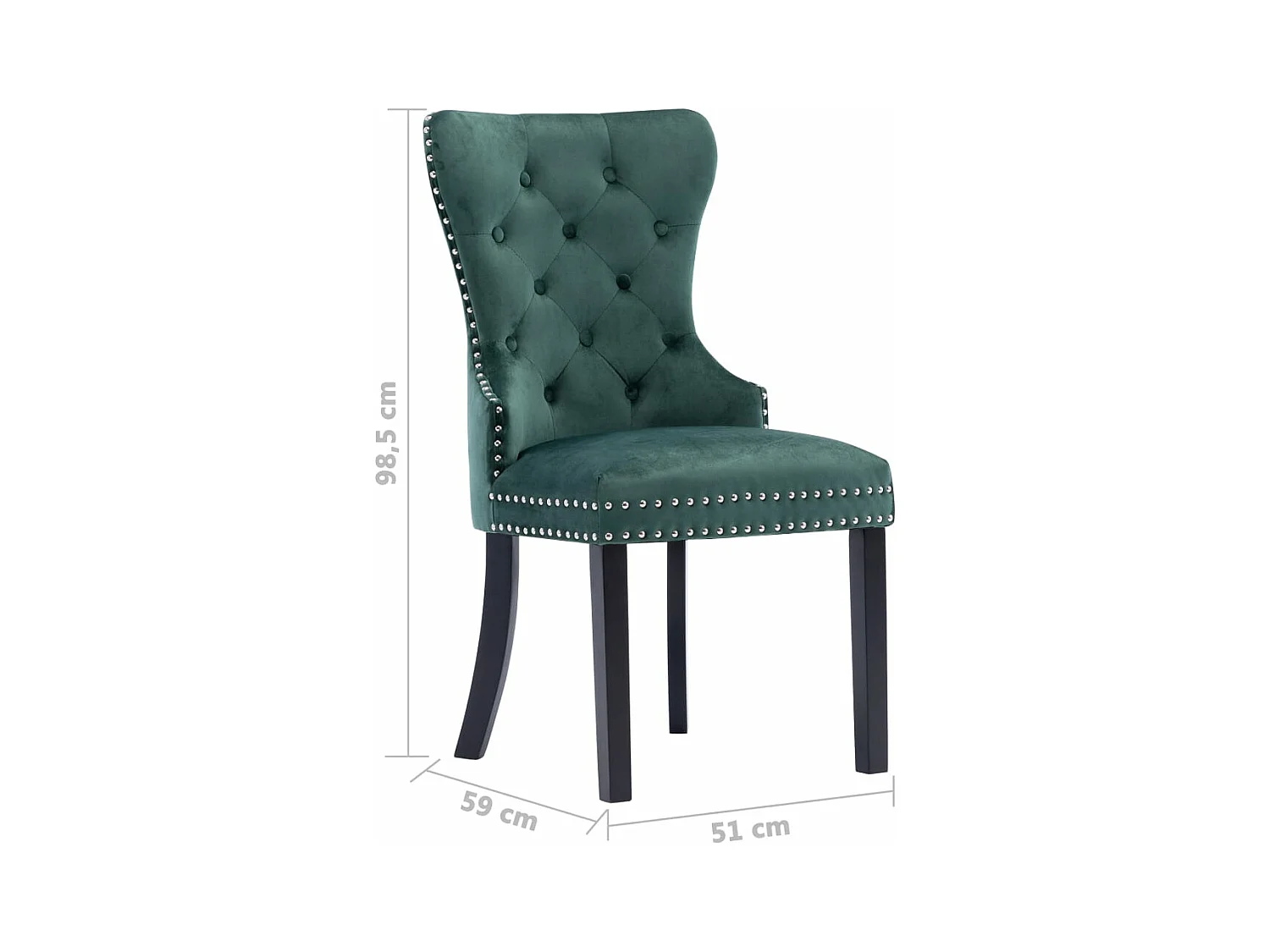 Chaises à manger lot de 2 vert foncé velours