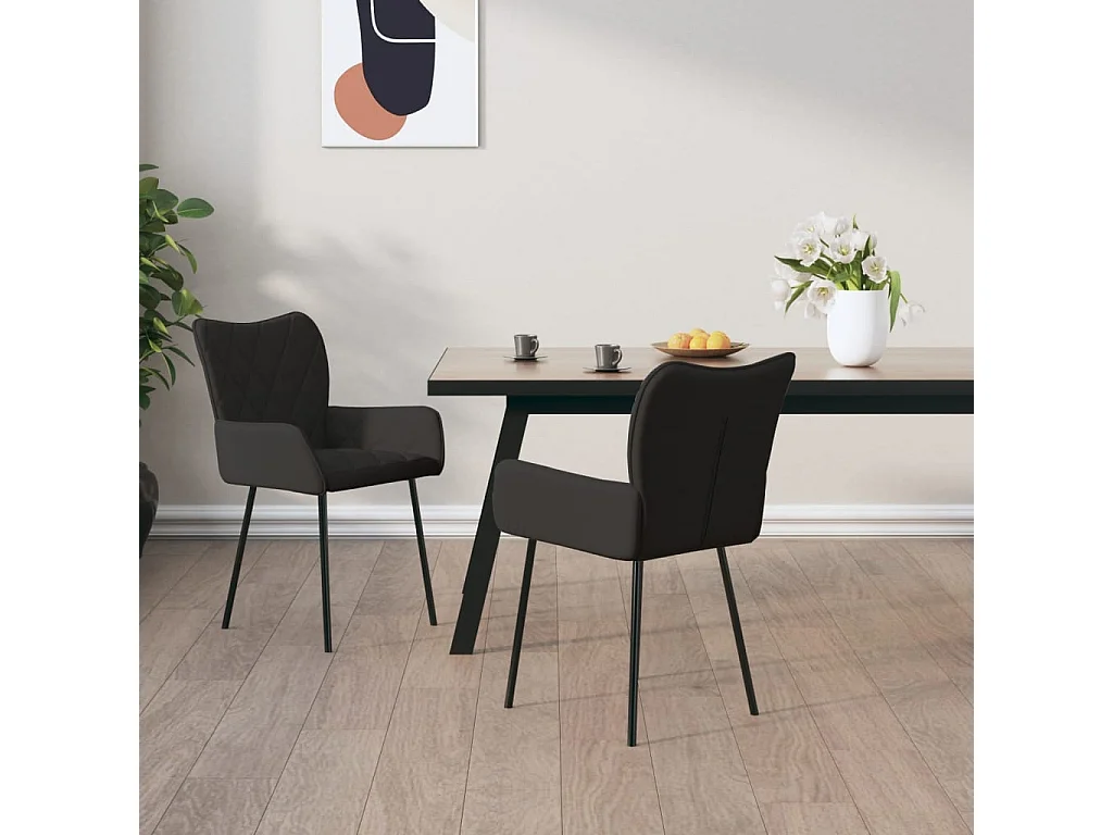 Chaises à manger lot de 2 noir tissu