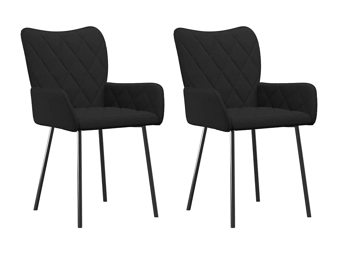 Chaises à manger lot de 2 noir tissu