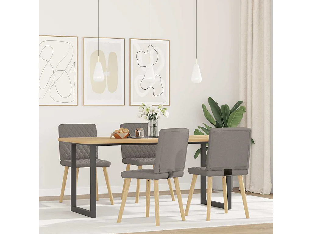 Chaises à manger lot de 4 taupe tissu