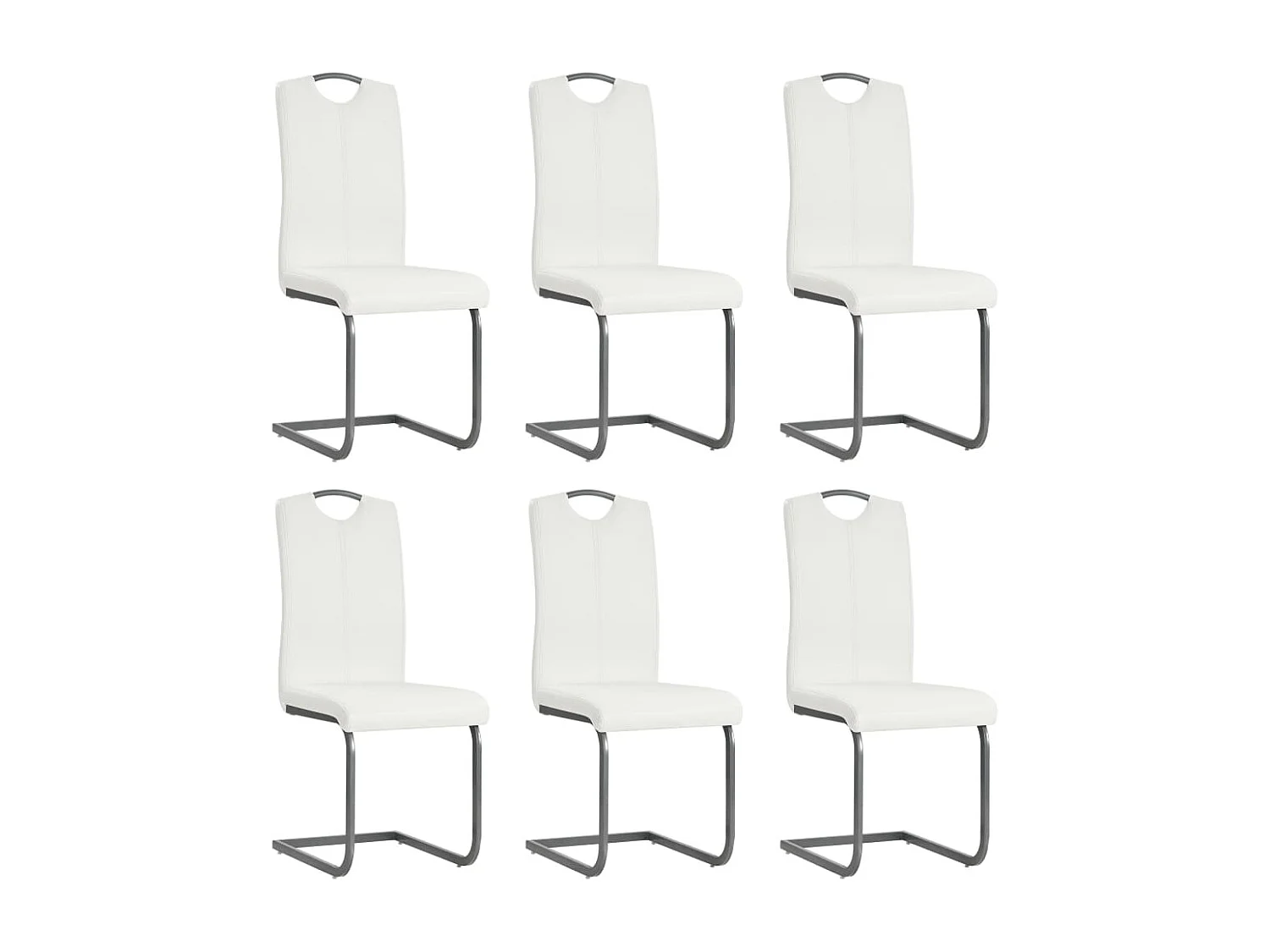 Chaises à manger cantilever lot de 6 blanc similicuir