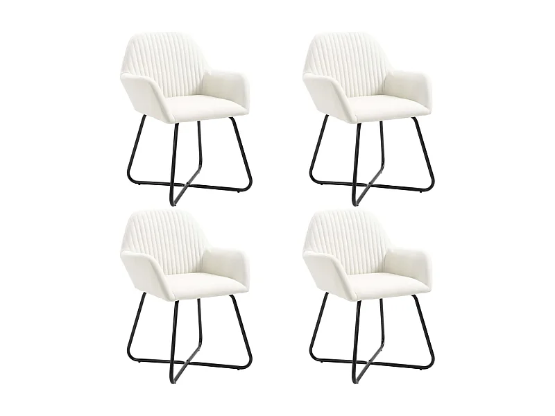 Chaises à manger lot de 4 crème tissu