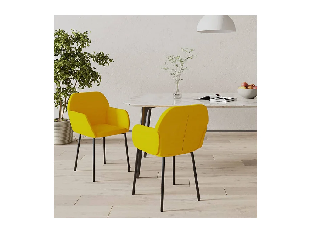 Chaises à manger lot de 2 Jaune Velours