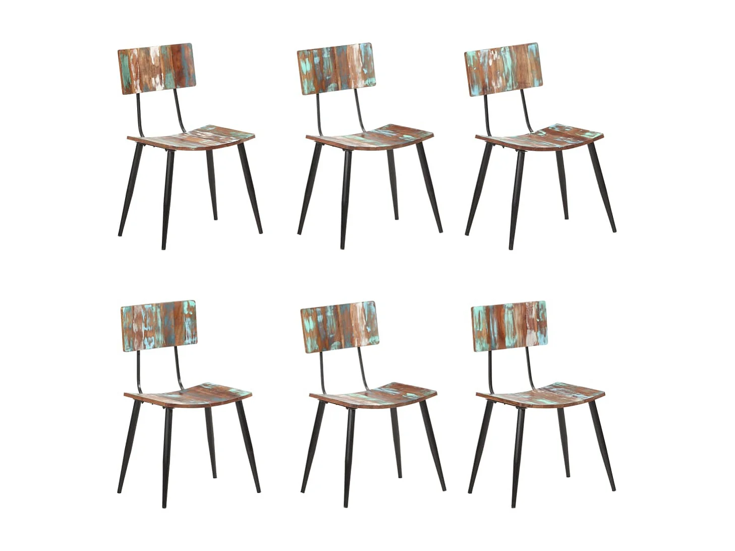 Chaises à manger lot de 6 bois de récupération solide