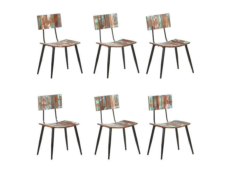 Chaises à manger lot de 6 bois de récupération solide